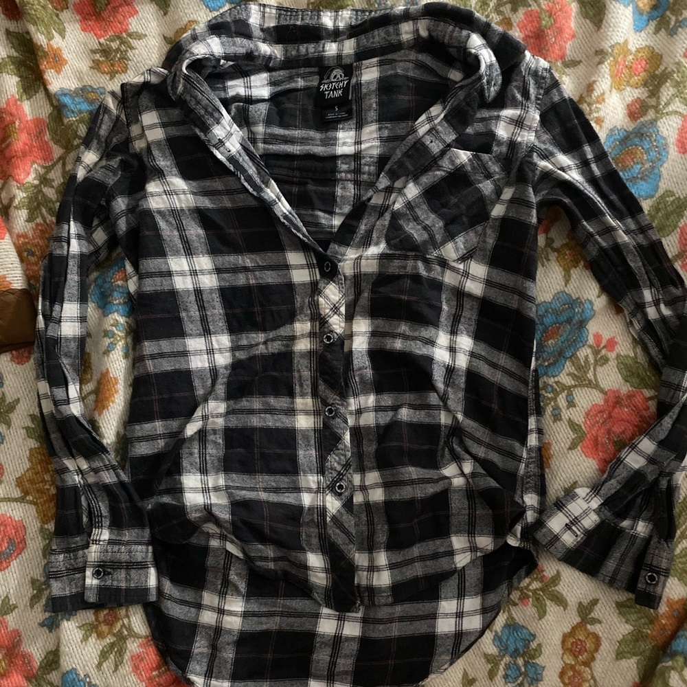 Long sleeve sketchy tank flannel